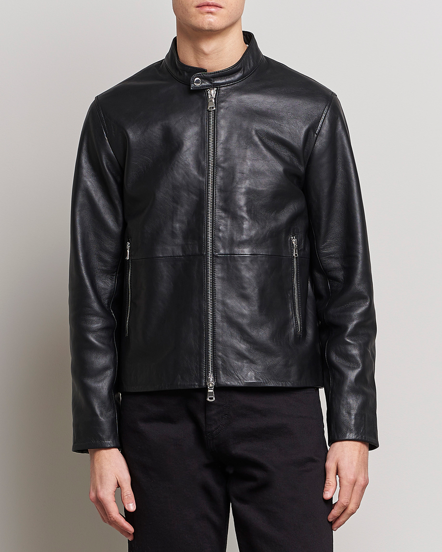 Herr | Skinnjackor | J.Lindeberg | Boris Biker Leather Jacket Black