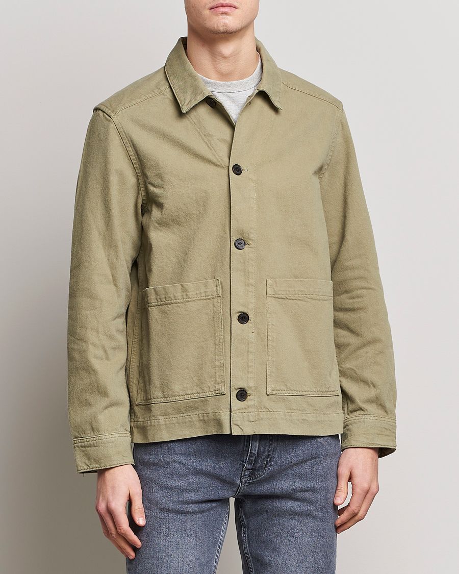 Herr | Skjortor | J.Lindeberg | Lando Organic Twill Work Overshirt Aloe