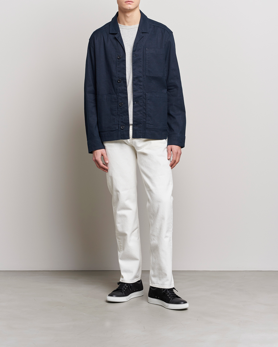 Herr | Skjortor | J.Lindeberg | Errol Linen/Cotton Workwear Overshirt Navy