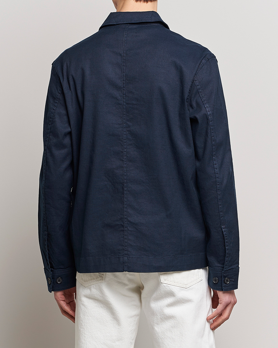 Herr | Skjortor | J.Lindeberg | Errol Linen/Cotton Workwear Overshirt Navy