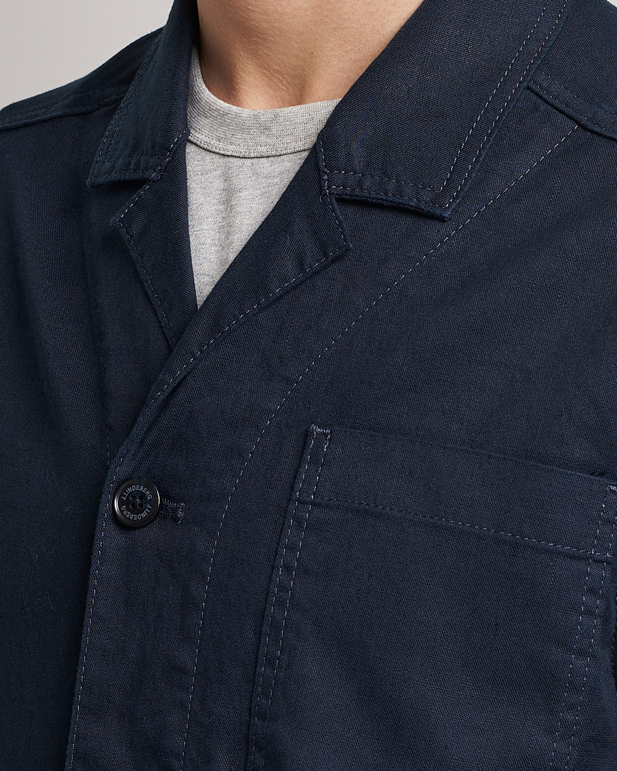 Herr | Skjortor | J.Lindeberg | Errol Linen/Cotton Workwear Overshirt Navy
