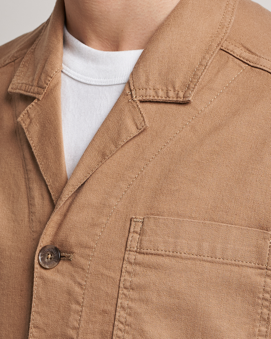 Herr | Skjortor | J.Lindeberg | Errol Linen/Cotton Workwear Overshirt Tiger Brown