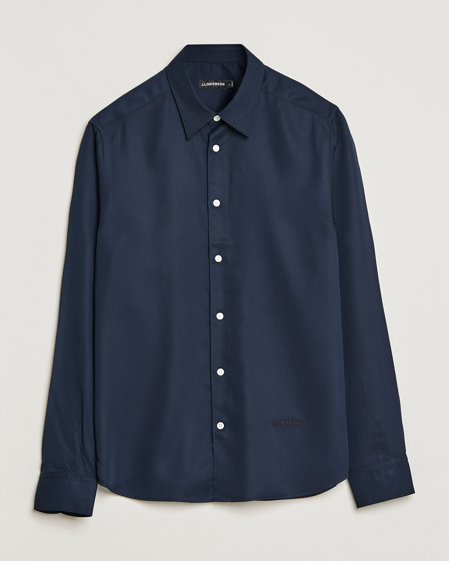 Herr | Skjortor | J.Lindeberg | Slim Fit Comfort Tencel Shirt Navy