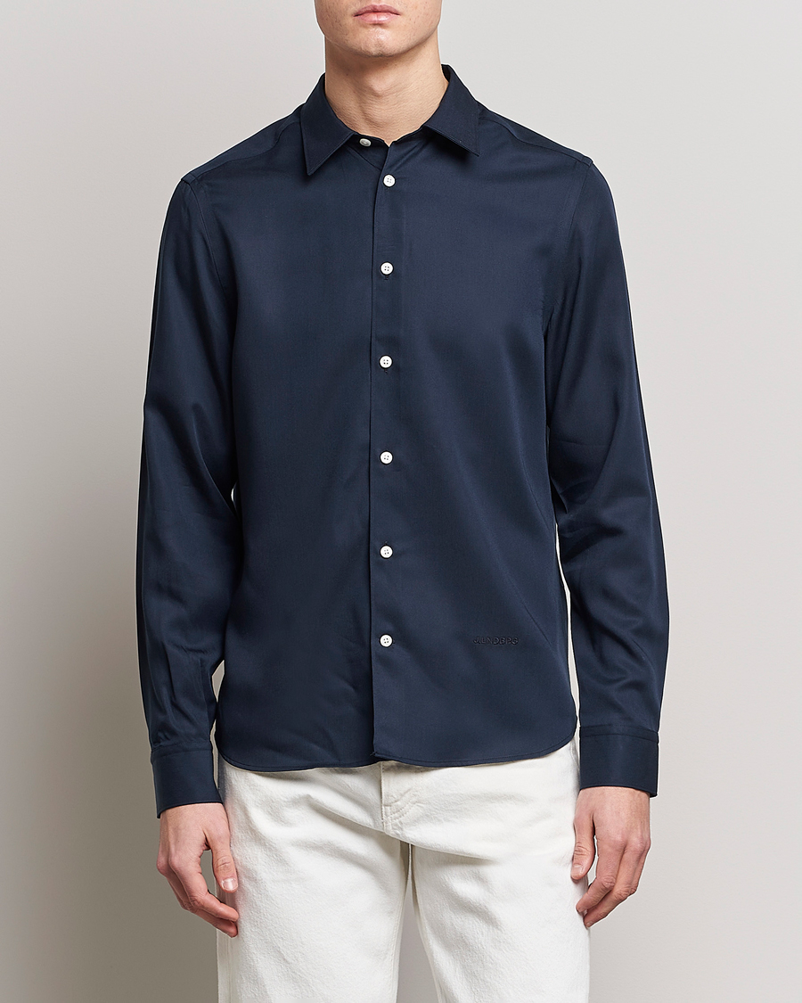 Herr | Casualskjortor | J.Lindeberg | Slim Fit Comfort Tencel Shirt Navy