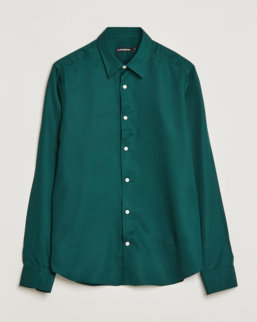Herr | Skjortor | J.Lindeberg | Slim Fit Comfort Tencel Shirt Rain Forest