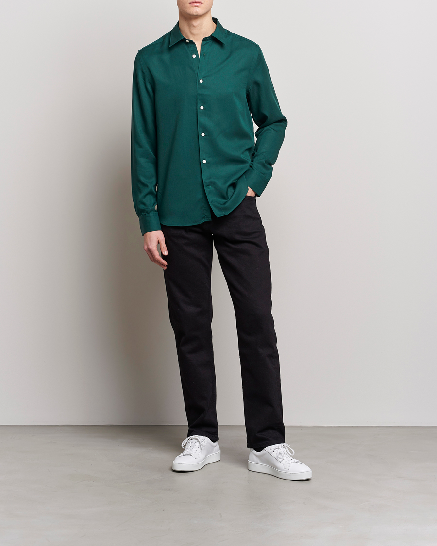 Herr | Skjortor | J.Lindeberg | Slim Fit Comfort Tencel Shirt Rain Forest