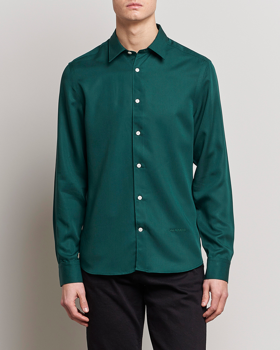 Herr | Skjortor | J.Lindeberg | Slim Fit Comfort Tencel Shirt Rain Forest