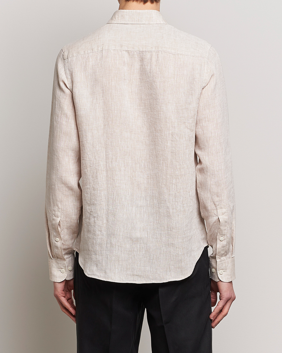 Herr | Skjortor | J.Lindeberg | Slim Fit Linen Melange Shirt Safari Beige
