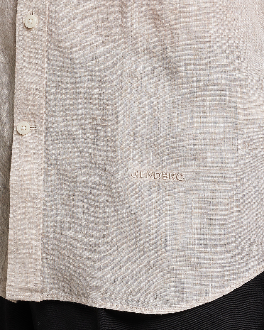 Herr | Skjortor | J.Lindeberg | Slim Fit Linen Melange Shirt Safari Beige