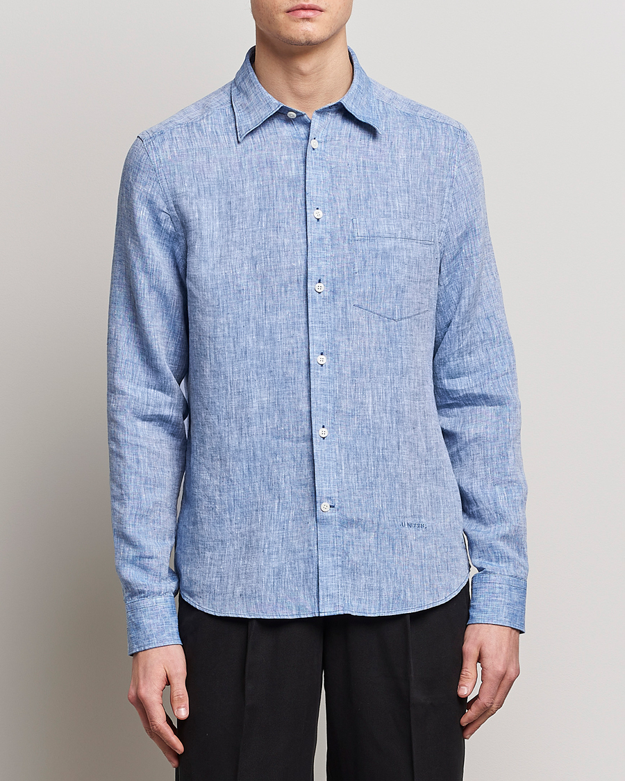 Herr |  | J.Lindeberg | Slim Fit Linen Melange Shirt Lapis Blue