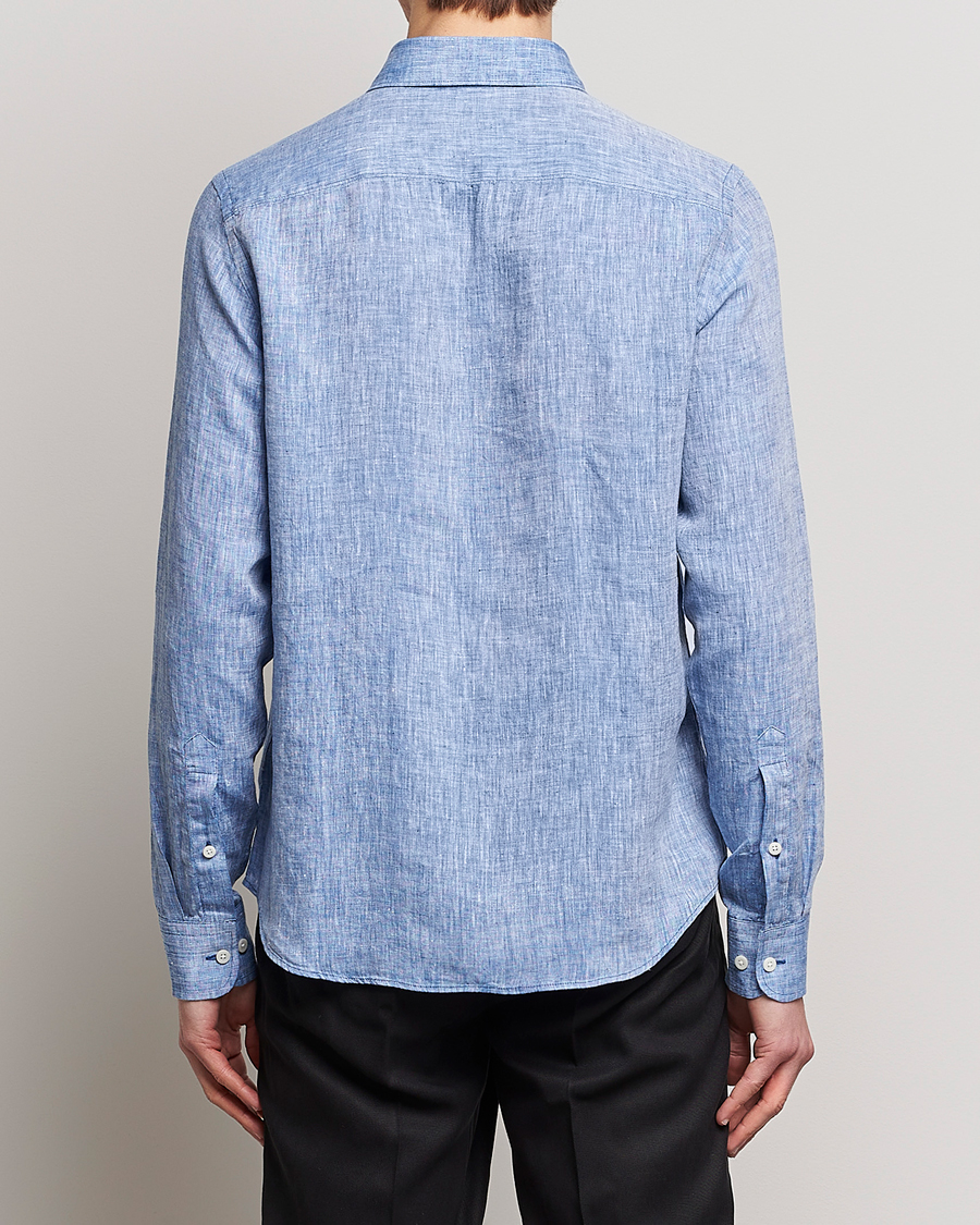 Herr | Skjortor | J.Lindeberg | Slim Fit Linen Melange Shirt Lapis Blue