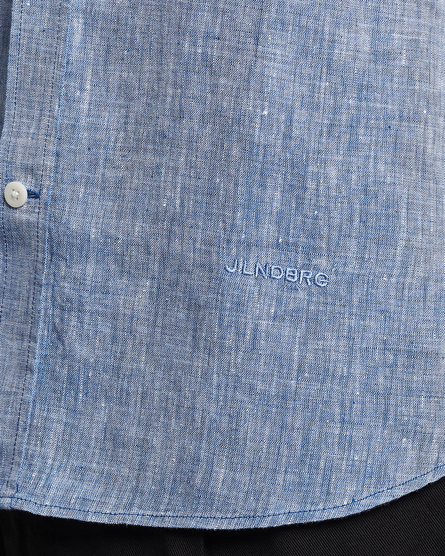 Herr | Skjortor | J.Lindeberg | Slim Fit Linen Melange Shirt Lapis Blue