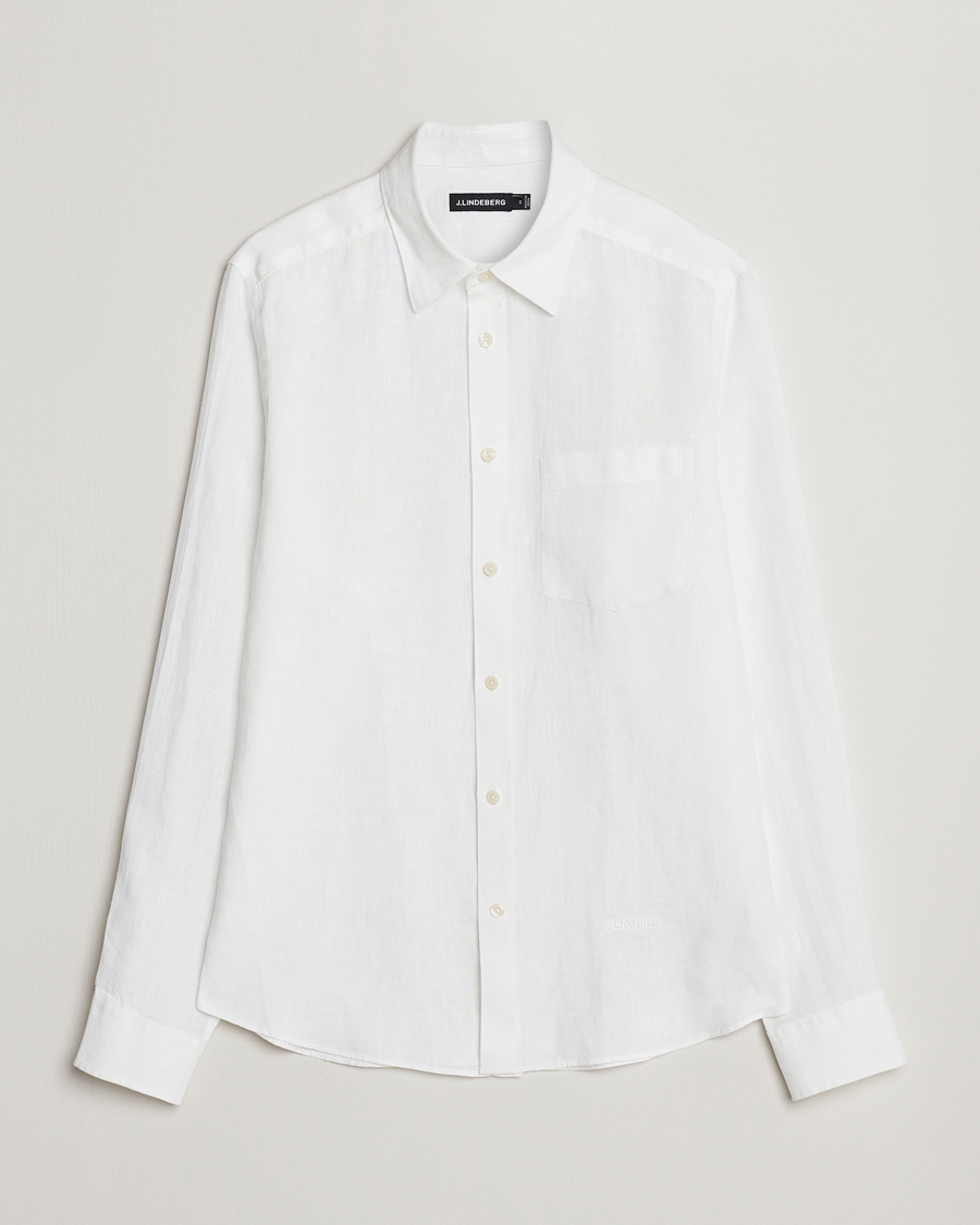 Herr | Skjortor | J.Lindeberg | Slim Fit Clean Linen Shirt White