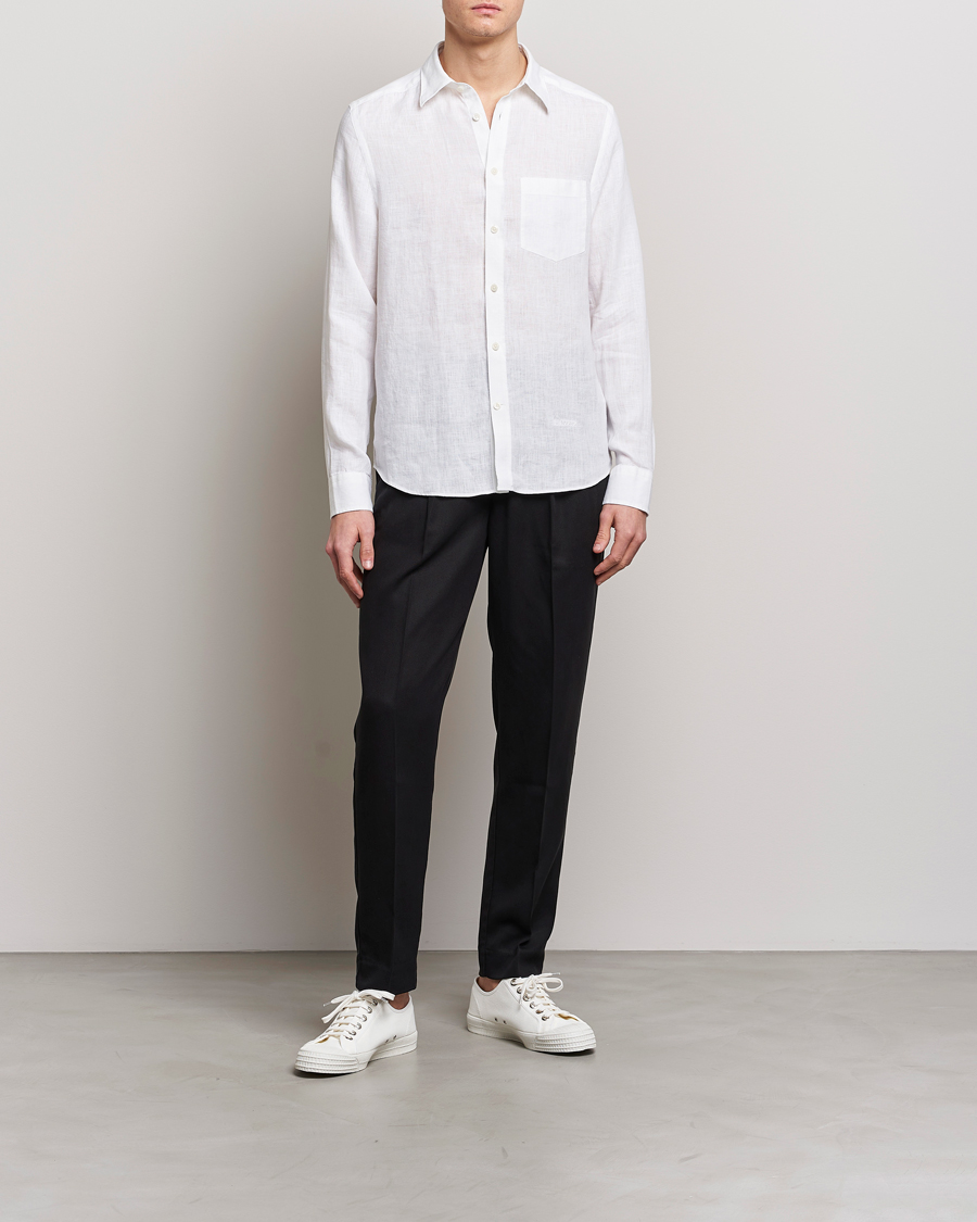 Herr | Skjortor | J.Lindeberg | Slim Fit Clean Linen Shirt White