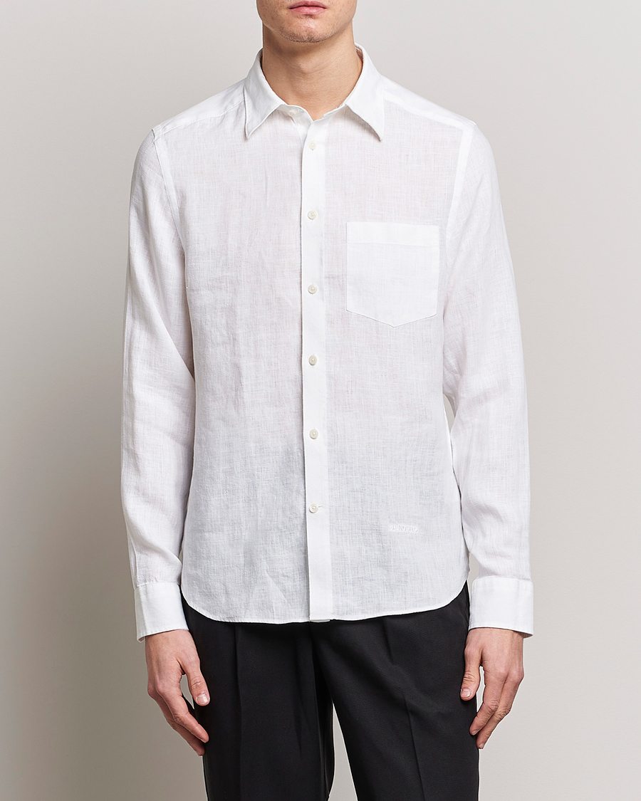 Herr | Skjortor | J.Lindeberg | Slim Fit Clean Linen Shirt White