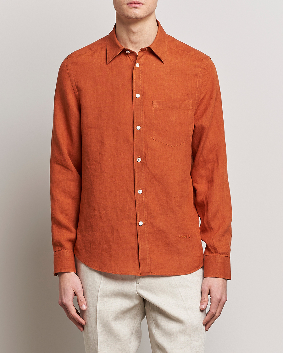 Herr | Skjortor | J.Lindeberg | Slim Fit Clean Linen Shirt Bombay Brown