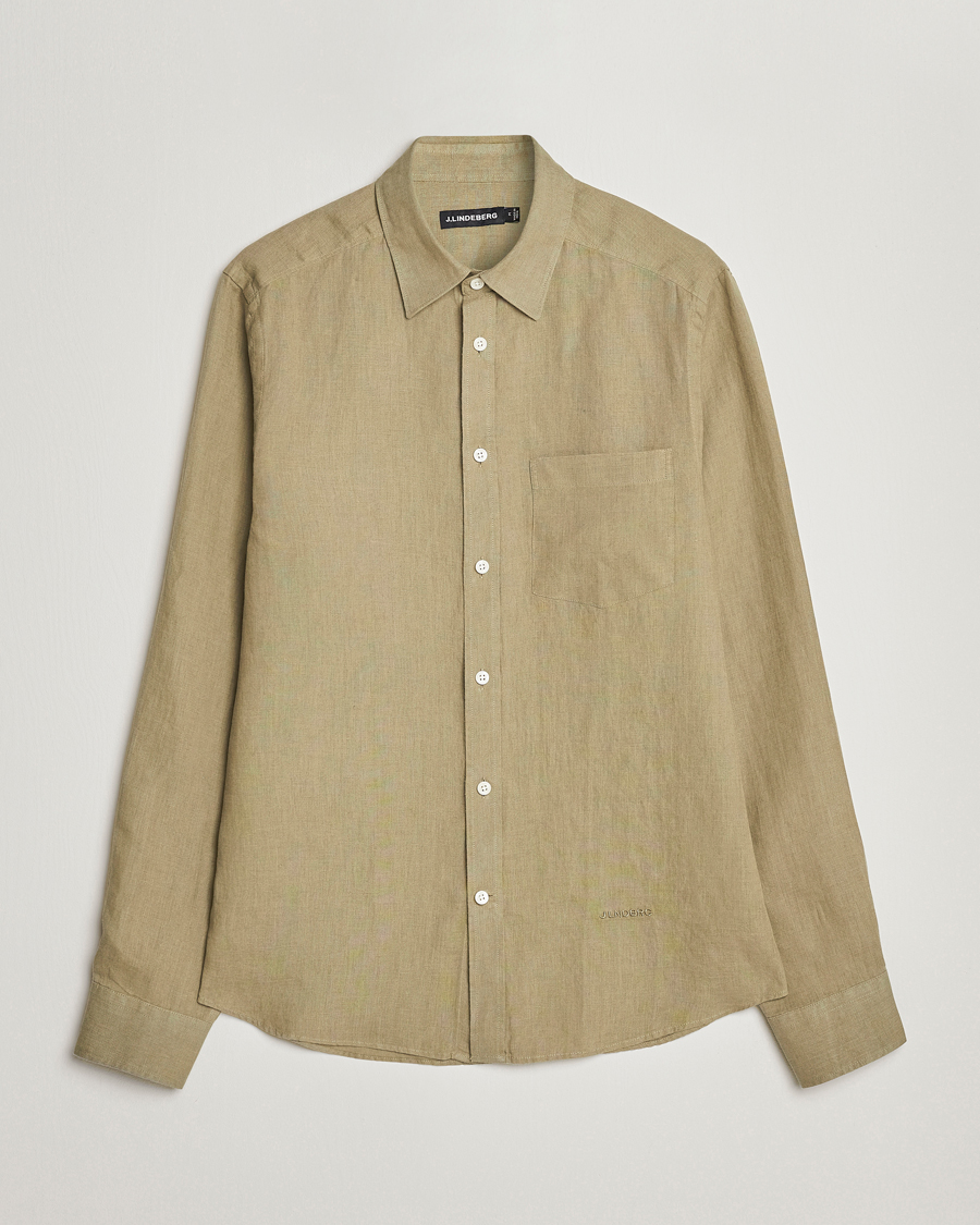 Herr | Skjortor | J.Lindeberg | Slim Fit Clean Linen Shirt Aloe