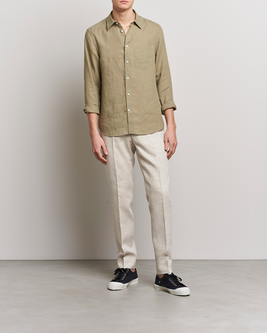 Herr | Skjortor | J.Lindeberg | Slim Fit Clean Linen Shirt Aloe