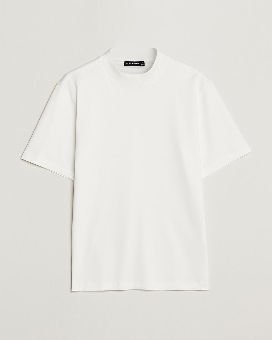 Herr | T-Shirts | J.Lindeberg | Ace Mock Neck Mercerized Cotton T-Shirt White