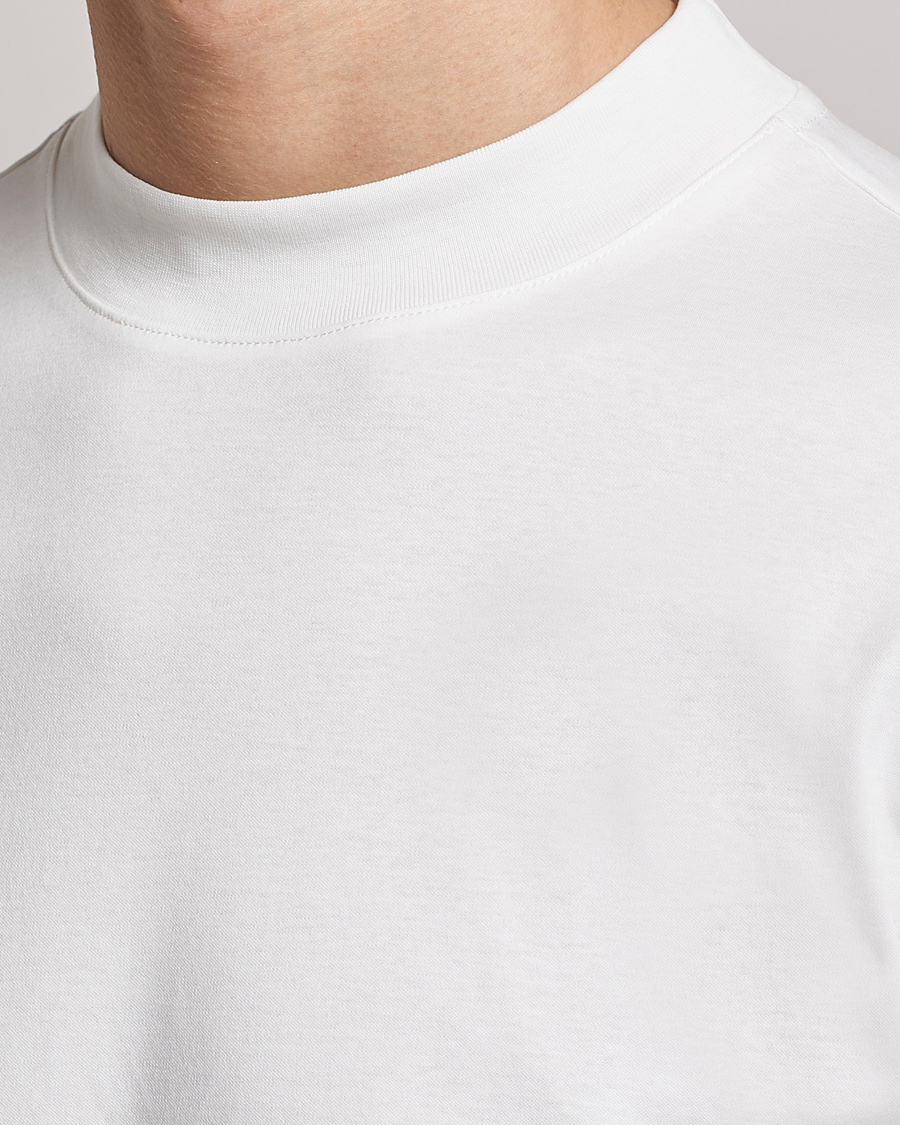 Herr | T-Shirts | J.Lindeberg | Ace Mock Neck Mercerized Cotton T-Shirt White