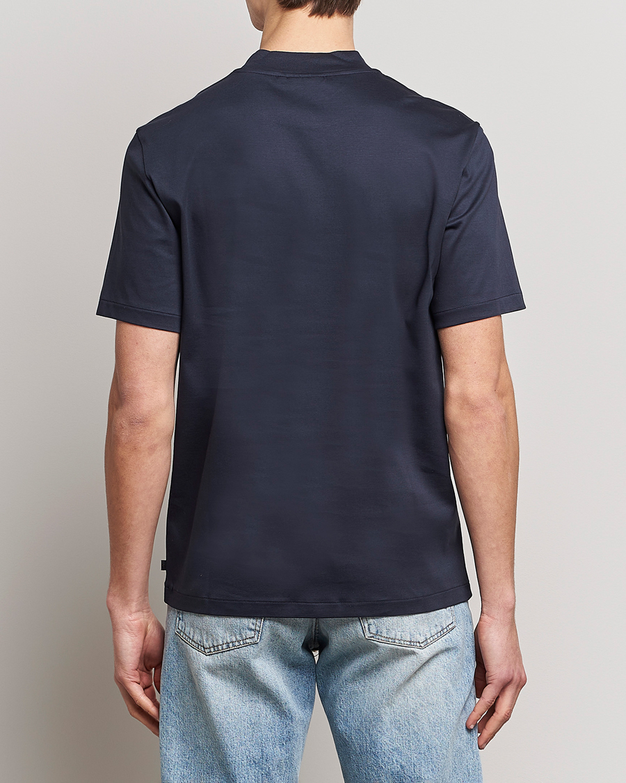 Herr | T-Shirts | J.Lindeberg | Ace Mock Neck Mercerized Cotton T-Shirt Navy