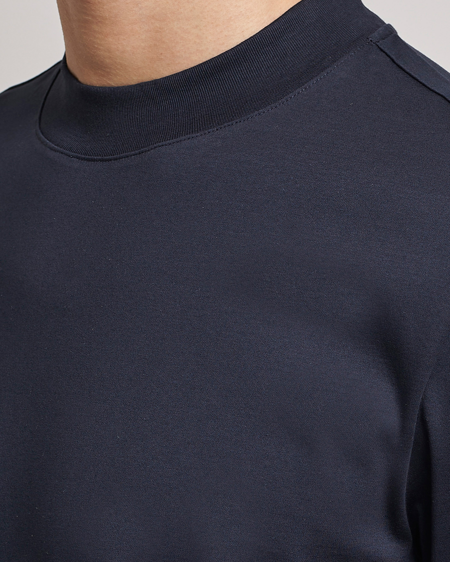 Herr | T-Shirts | J.Lindeberg | Ace Mock Neck Mercerized Cotton T-Shirt Navy