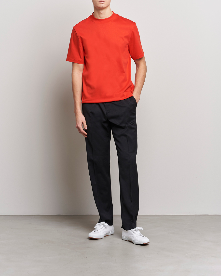 Herr | T-Shirts | J.Lindeberg | Ace Mock Neck Mercerized Cotton T-Shirt Fiery Red
