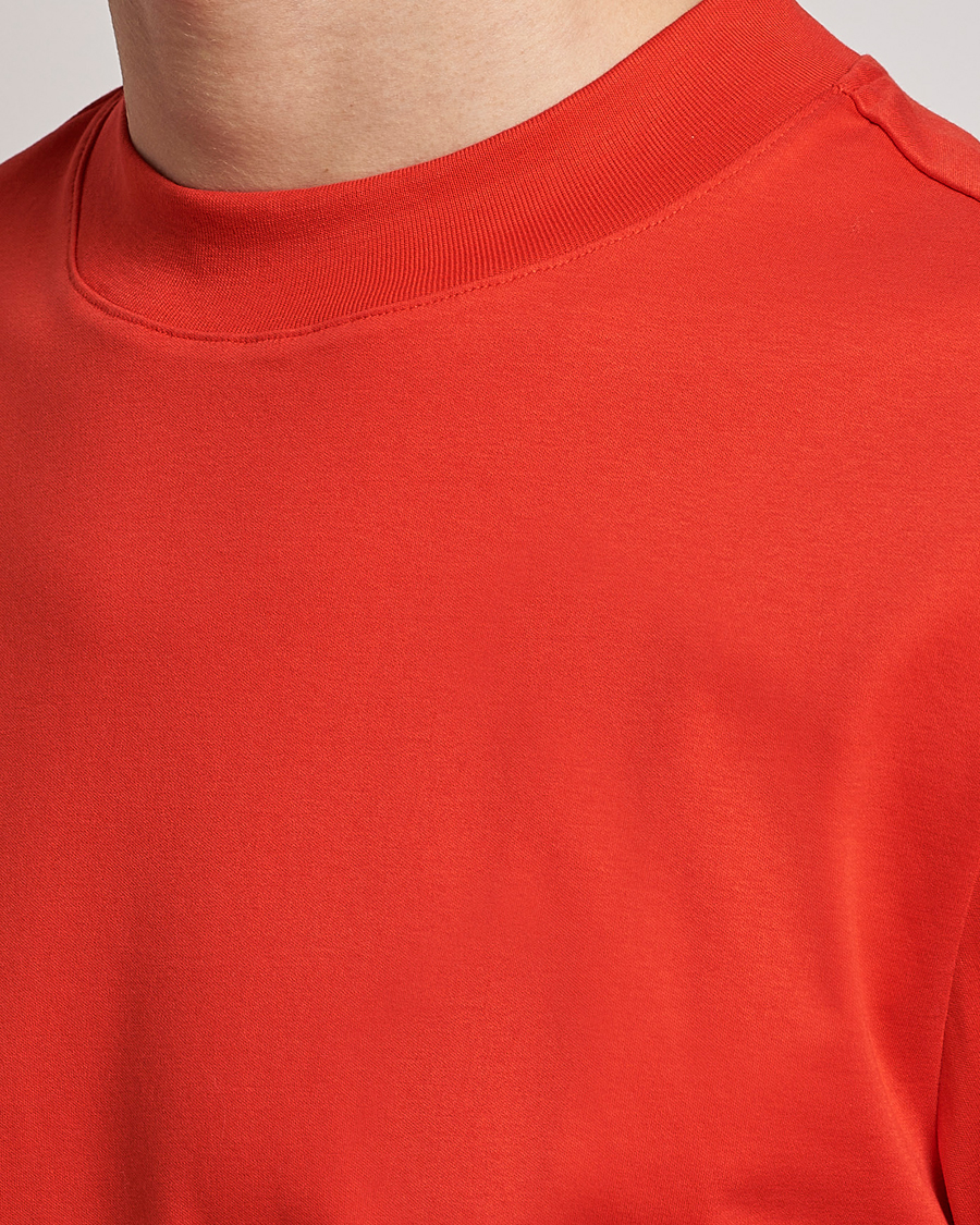 Herr | T-Shirts | J.Lindeberg | Ace Mock Neck Mercerized Cotton T-Shirt Fiery Red