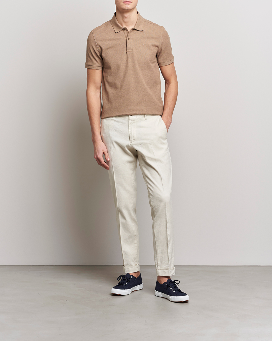 Herr | Pikéer | J.Lindeberg | Troy Clean Polo Tiger Brown Melange