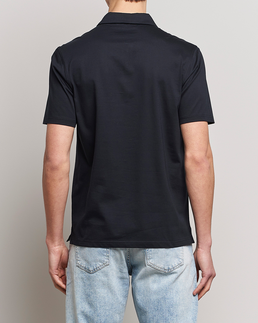Herr | Pikéer | J.Lindeberg | Asher Zip Mercerized Cotton Polo Black