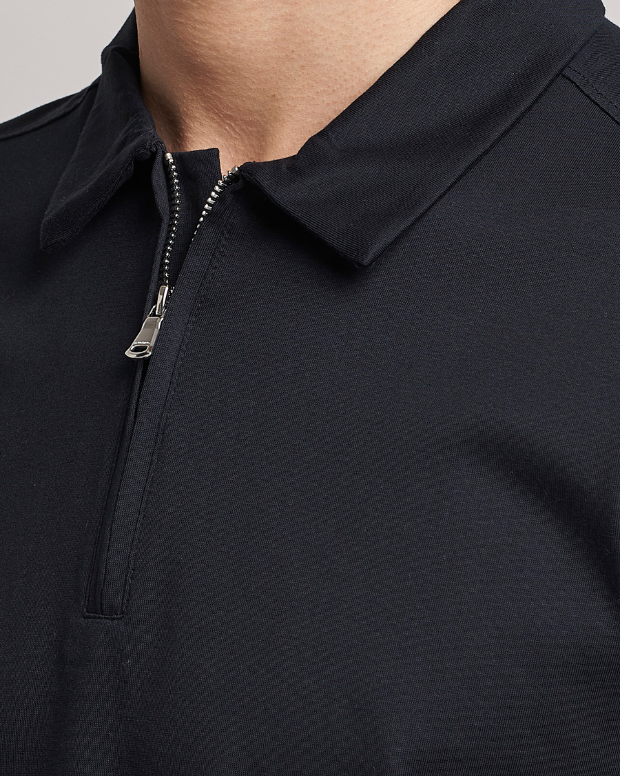 Herr | Pikéer | J.Lindeberg | Asher Zip Mercerized Cotton Polo Black