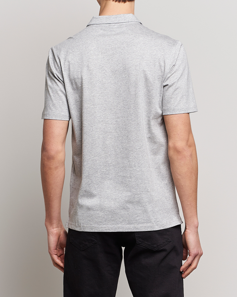 Herr | Pikéer | J.Lindeberg | Asher Zip Mercerized Cotton Polo Light Grey Melange
