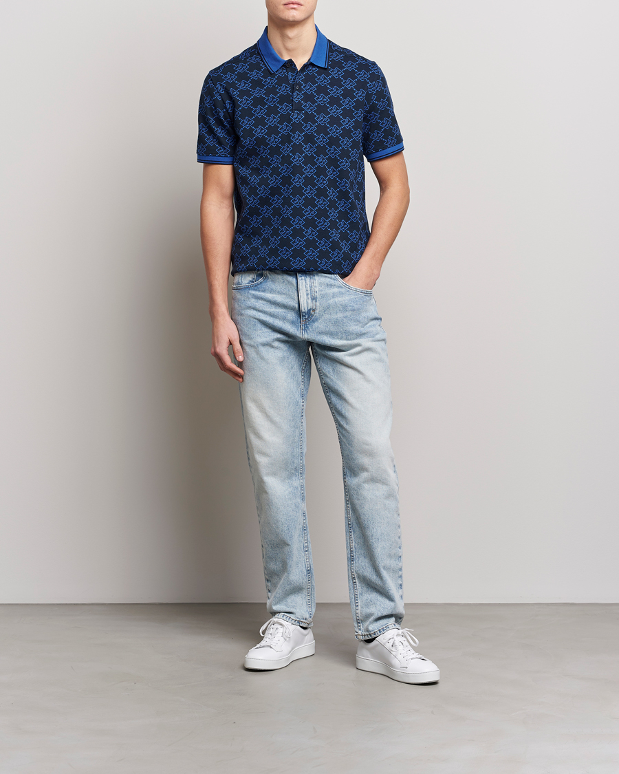 Herr | Pikéer | J.Lindeberg | Deklan Organic Cotton Jacquard Polo Navy