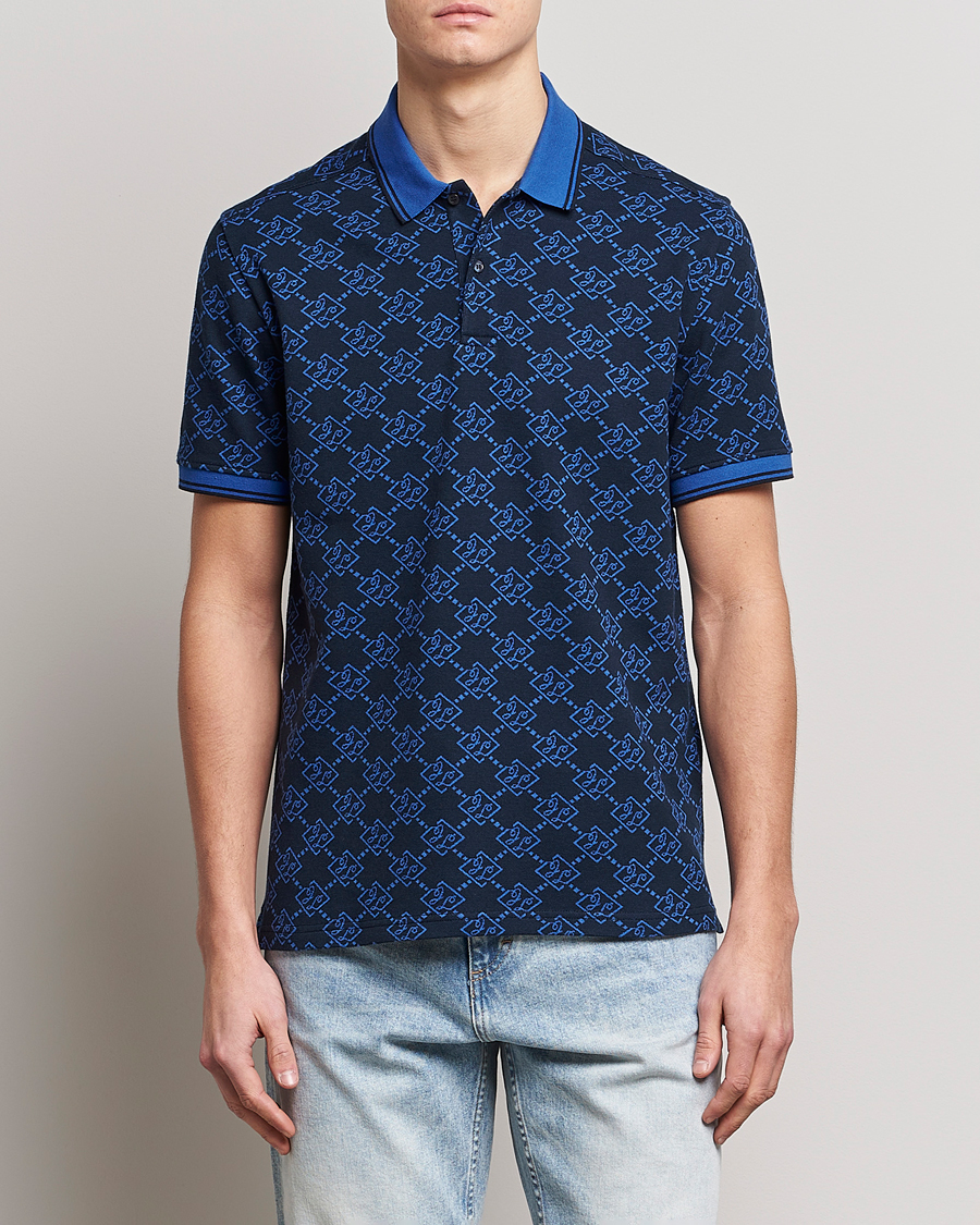 Herr | Pikéer | J.Lindeberg | Deklan Organic Cotton Jacquard Polo Navy