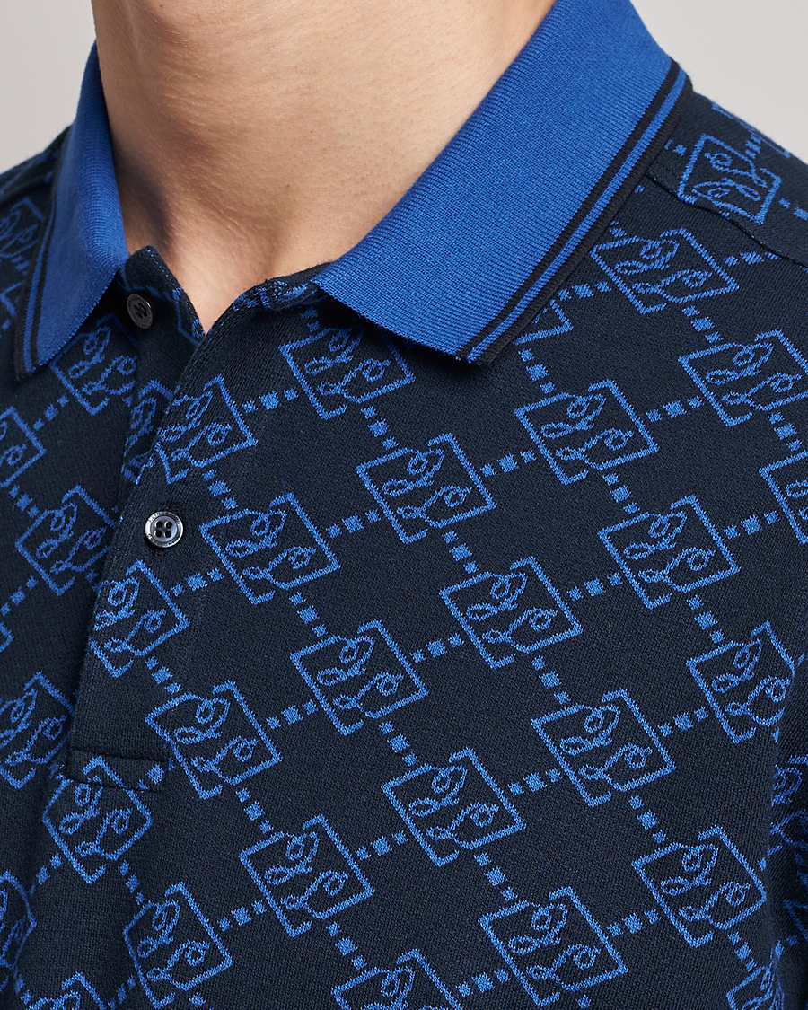 Herr | Pikéer | J.Lindeberg | Deklan Organic Cotton Jacquard Polo Navy