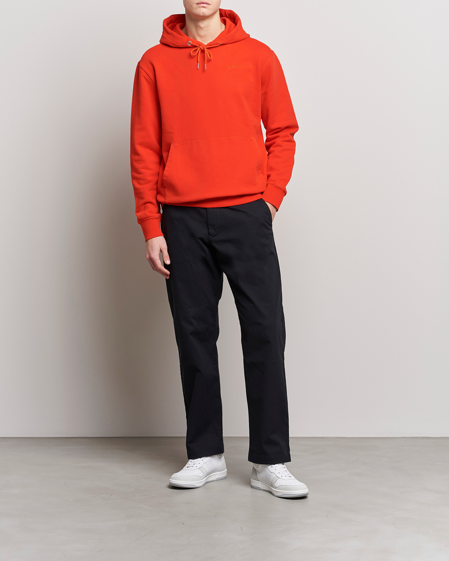 Herr | Tröjor | J.Lindeberg | Chip Cotton Hoodie Fiery Red