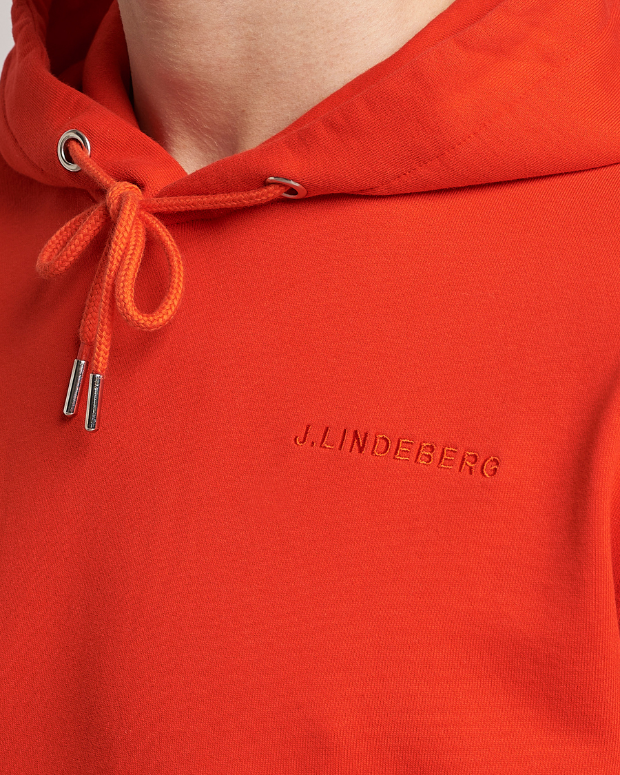 Herr | Tröjor | J.Lindeberg | Chip Cotton Hoodie Fiery Red