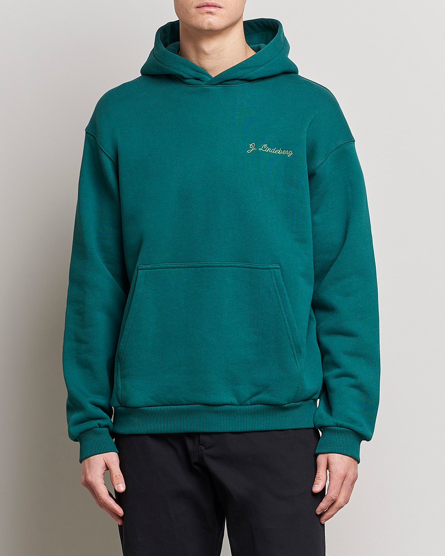 Herr |  | J.Lindeberg | Karson Graphic Organic Cotton Hoodie Rain Forest