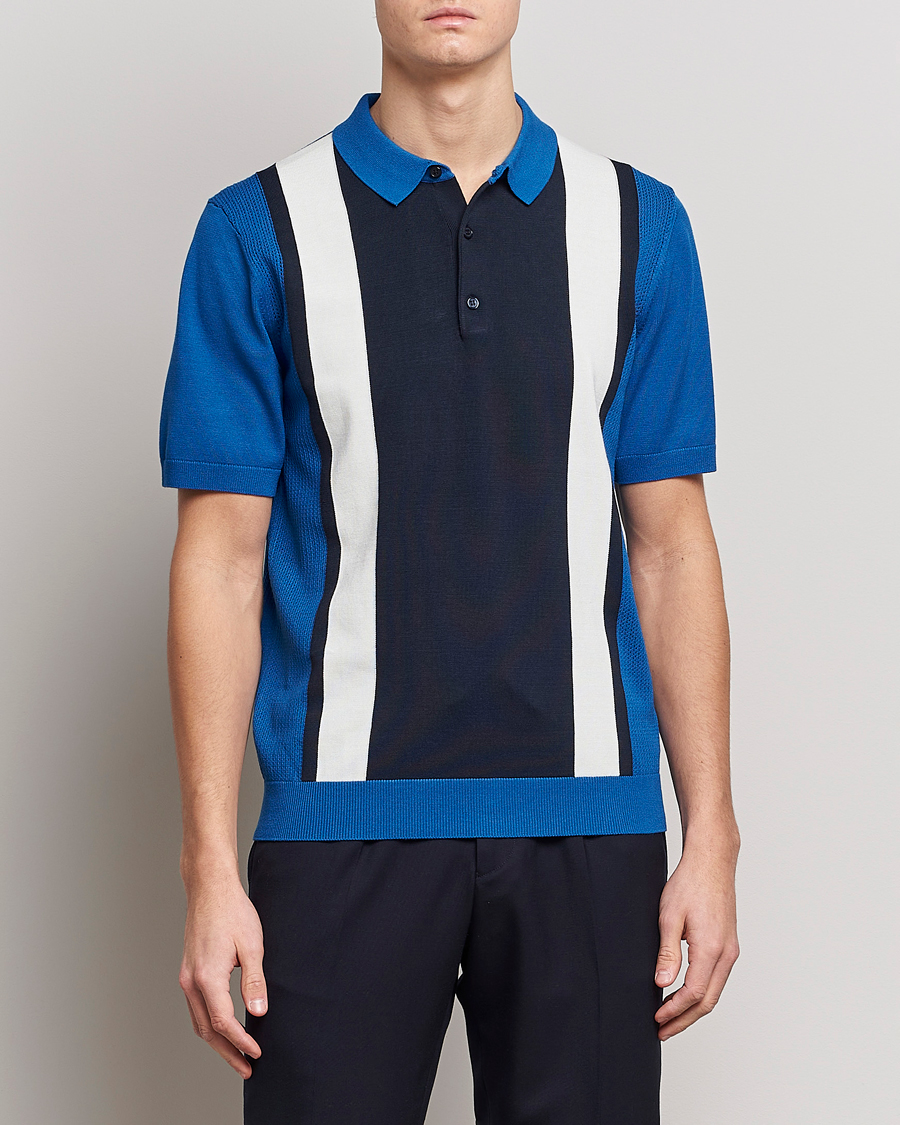 Herr | Pikéer | J.Lindeberg | Rey Stripe Knitted Polo Navy