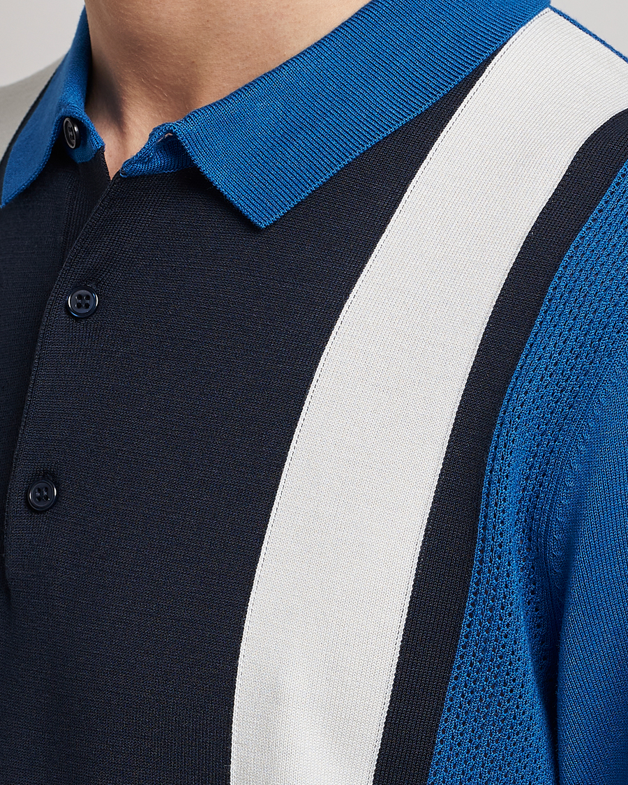 Herr | Pikéer | J.Lindeberg | Rey Stripe Knitted Polo Navy