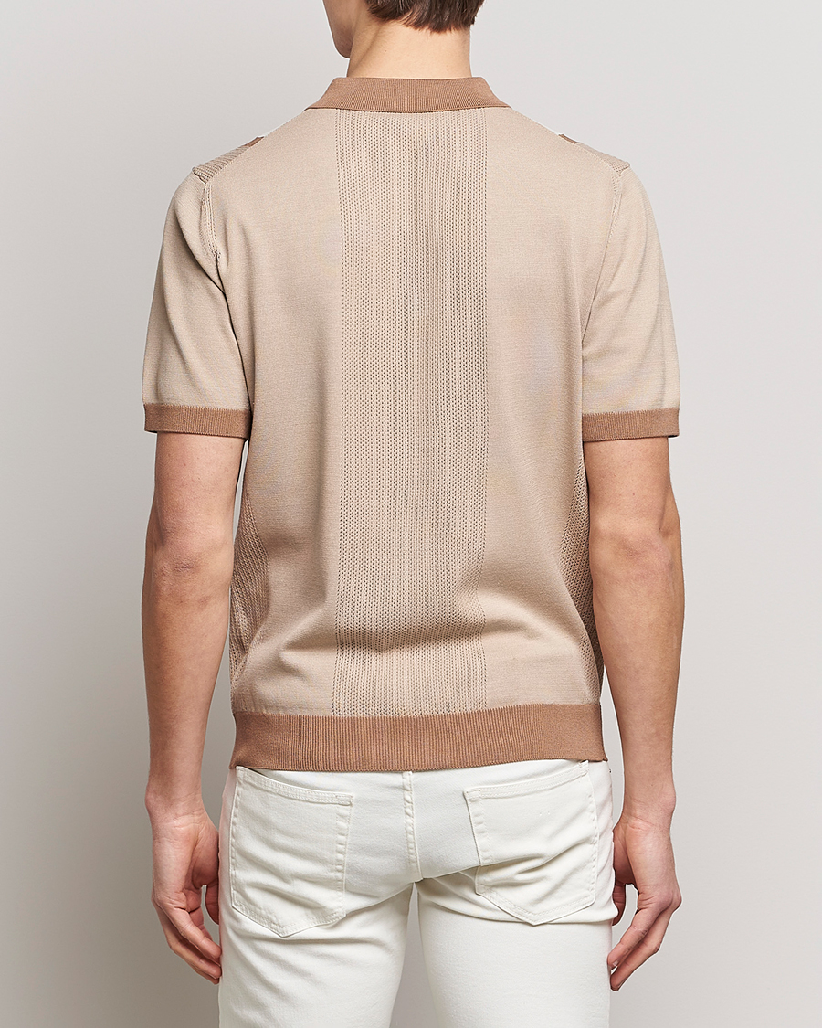 Herr | Pikéer | J.Lindeberg | Rey Stripe Knitted Polo Tiger Brown