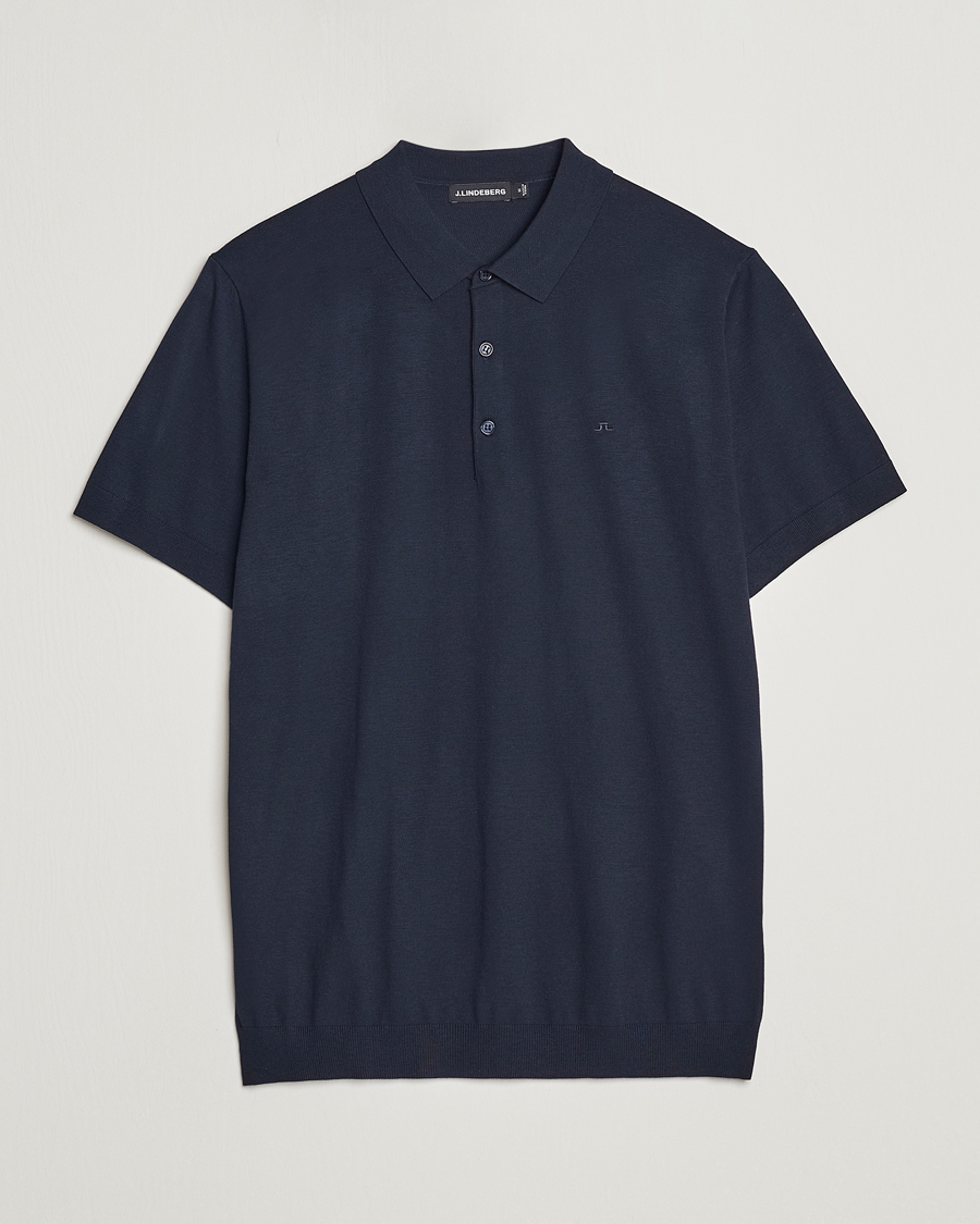 Herr | Pikéer | J.Lindeberg | Ridge Rayon Silk Polo Navy
