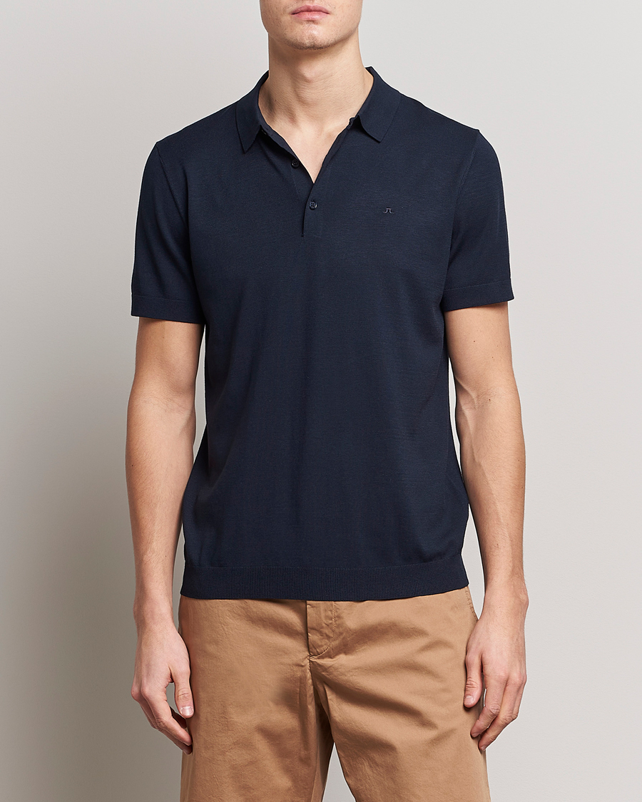 Herr | Pikéer | J.Lindeberg | Ridge Rayon Silk Polo Navy