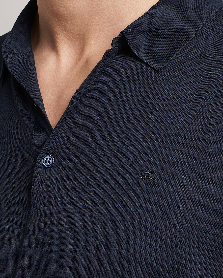 Herr | Pikéer | J.Lindeberg | Ridge Rayon Silk Polo Navy