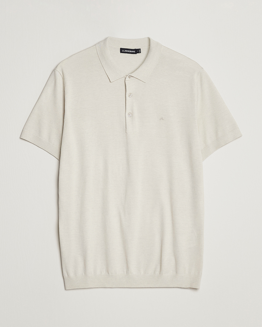 Herr | Pikéer | J.Lindeberg | Ridge Rayon Silk Polo Light Grey Melange