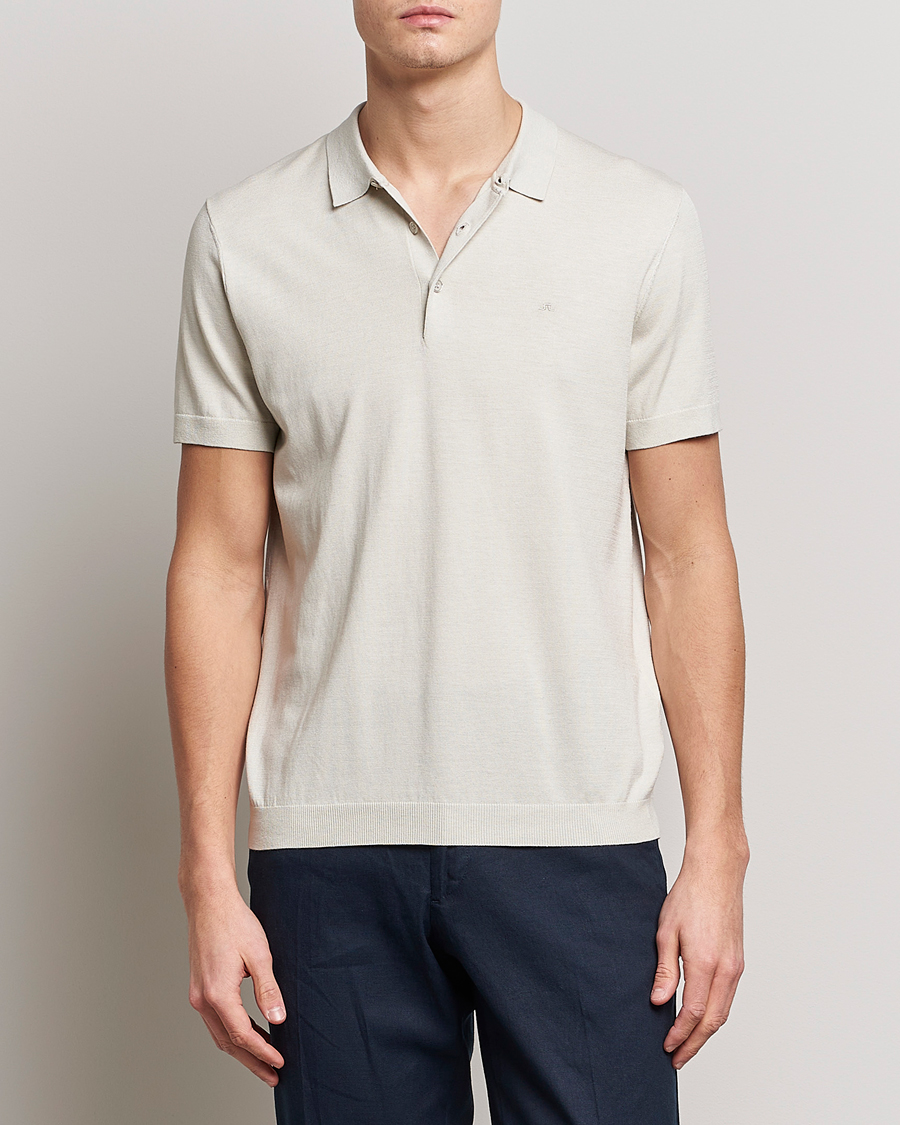 Herr | Pikéer | J.Lindeberg | Ridge Rayon Silk Polo Light Grey Melange