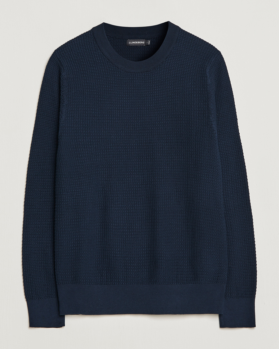 Herr | Tröjor | J.Lindeberg | Arthur Structure Organic Cotton Crew Neck Navy