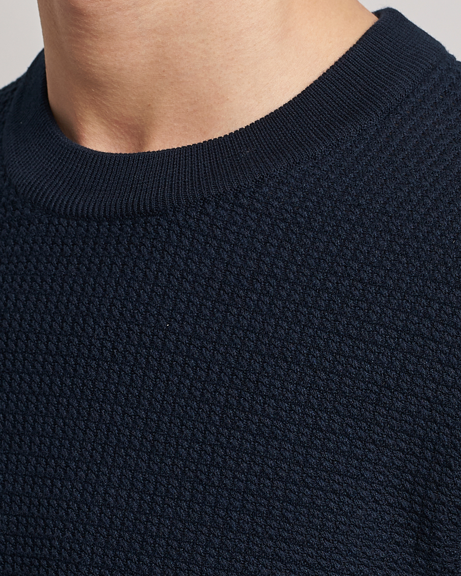 Herr | Tröjor | J.Lindeberg | Arthur Structure Organic Cotton Crew Neck Navy