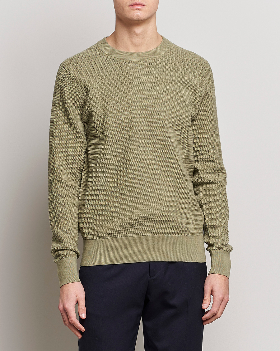 Herr | Stickade tröjor | J.Lindeberg | Arthur Structure Organic Cotton Crew Neck Aloe