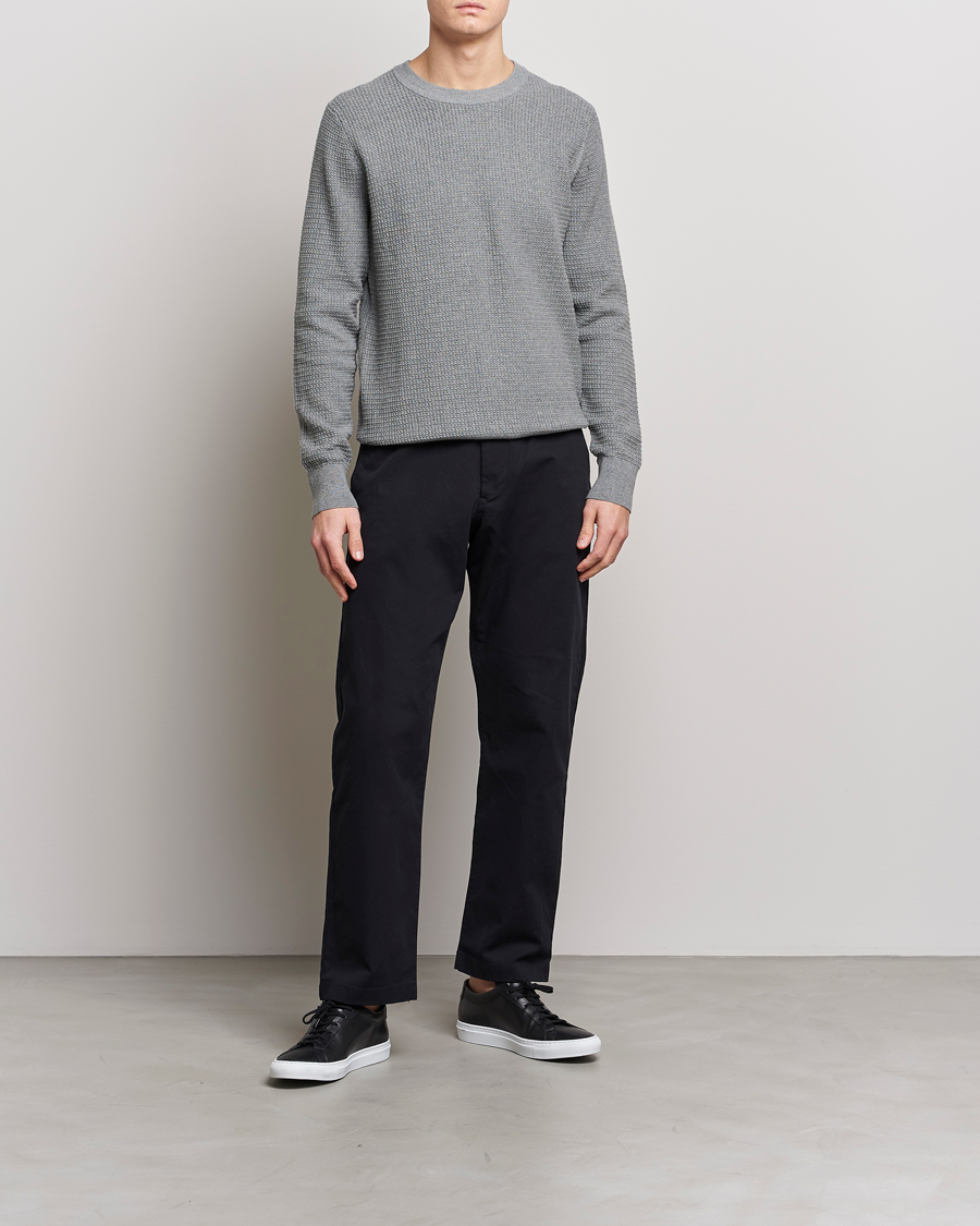 Herr | Tröjor | J.Lindeberg | Arthur Structure Organic Cotton Crew Neck Light Grey